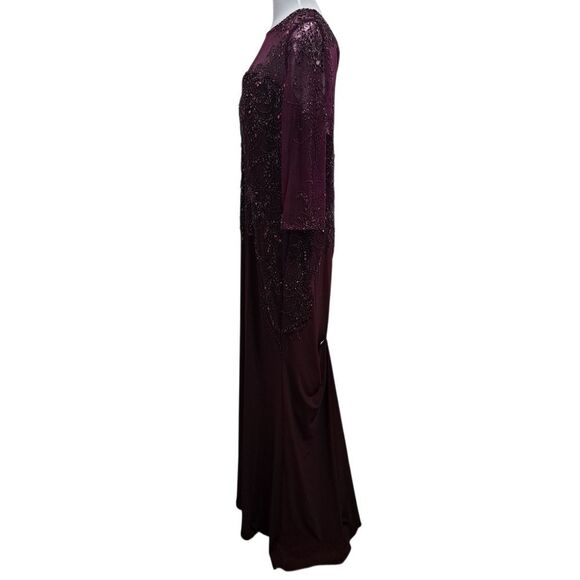 Christina Wu Mother Of The Bride Glam Sheer Trumpet Dress 17890 Size 18 Merlot - Picture 6 of 15